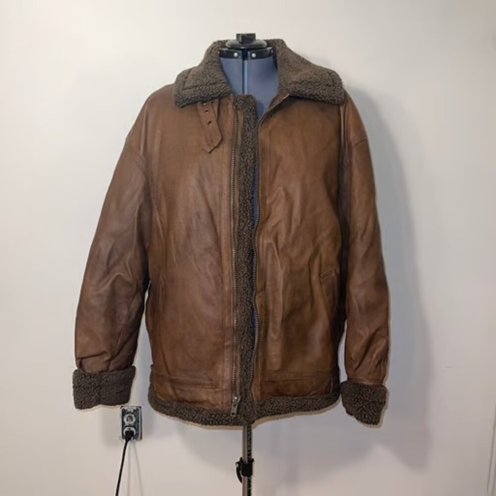 Vintage Wilda Leather Sherpa Lined Jacket